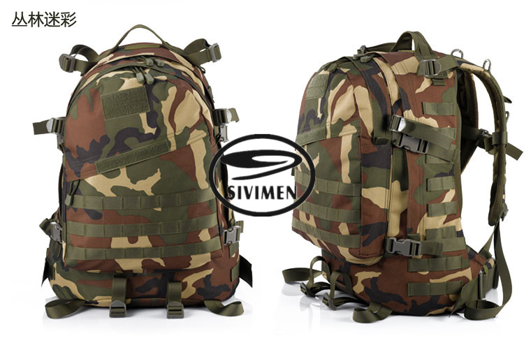 Outdoors camouflage tactics double shoulder knapsack 3D attack combat package field camping waterproof multi-function mountaineering bag5