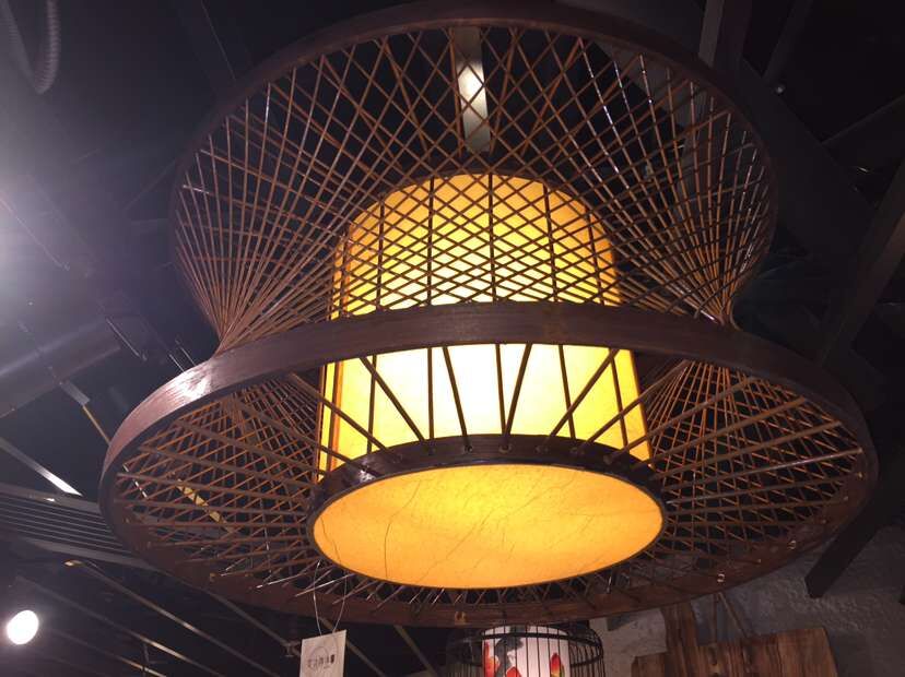 Chinese Antique bamboo chandelier balcony garden lamp chandelier style living room restaurant teahouse study meal single head lamp AH-0851