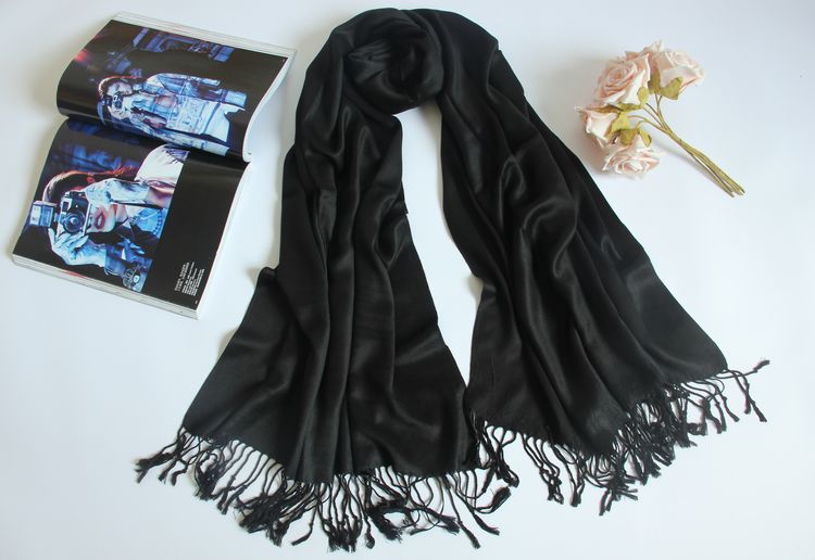 Pure black silk scarf ladies spring summer long plum red wedding sunscreen shawl3