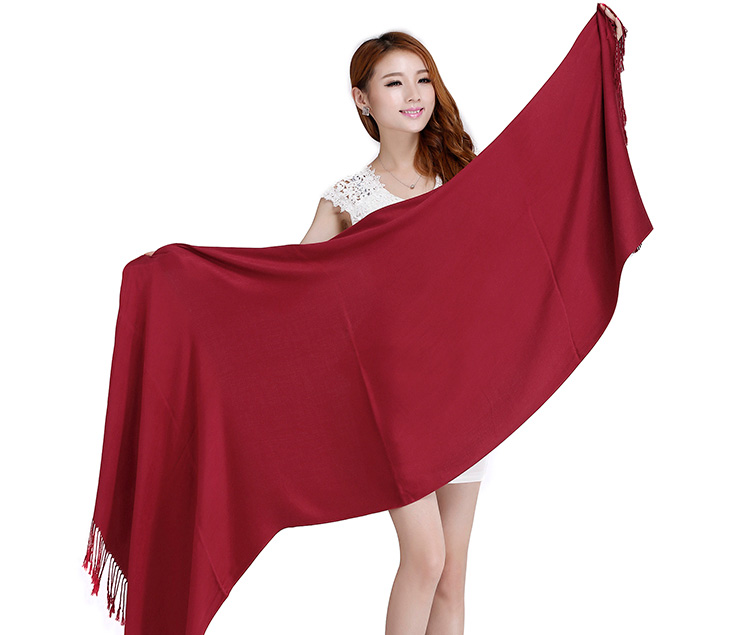 Pure black silk scarf ladies spring summer long plum red wedding sunscreen shawl7