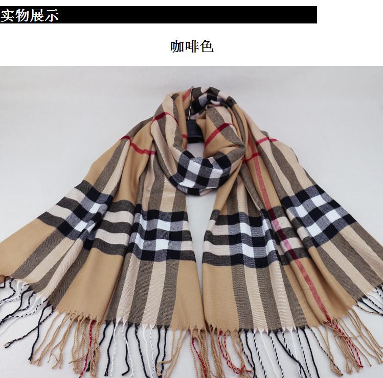 High-grade cashmere scarves and Korean super warm shawl collar female Plaid4