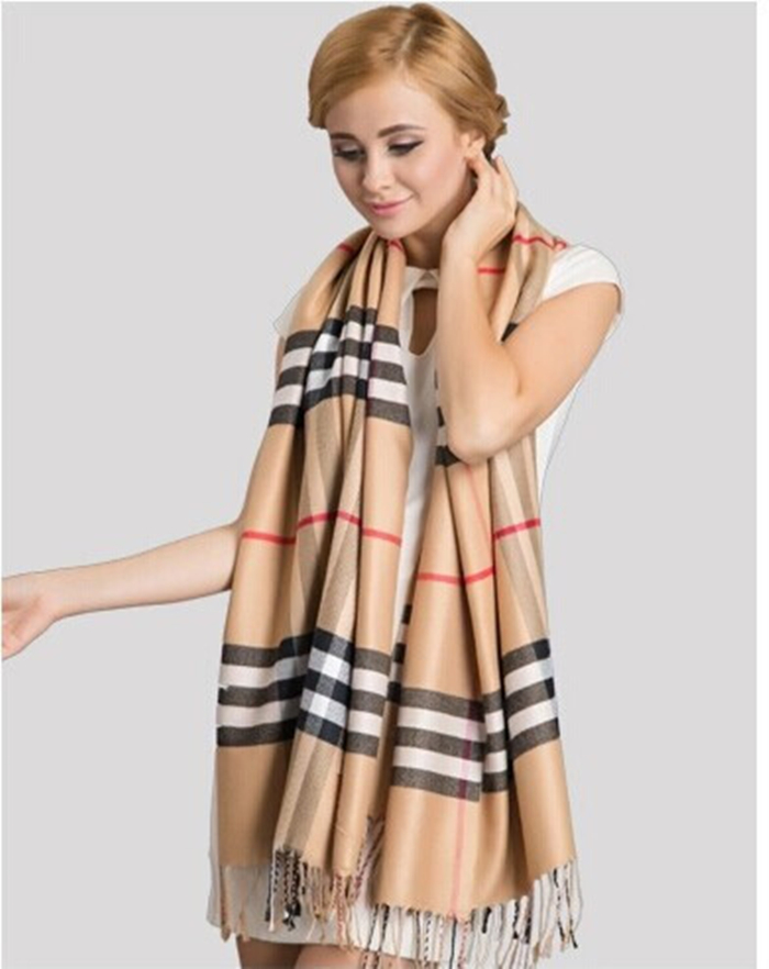High-grade cashmere scarves and Korean super warm shawl collar female Plaid9