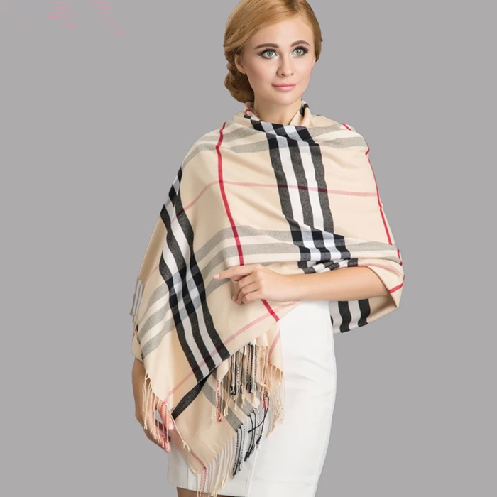 High-grade cashmere scarves and Korean super warm shawl collar female Plaid10