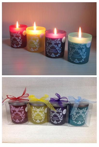 High quality grind glass candle cup with scented candles with aluminum cover2