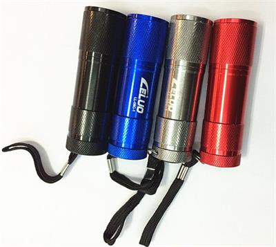 9LED flashlight. It has black, red, blue and gun color. Use three section AAA battery2
