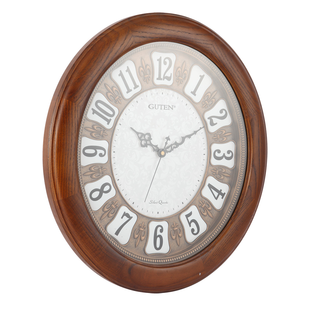 GD920-1 antique live wave font oval wood wall clock3