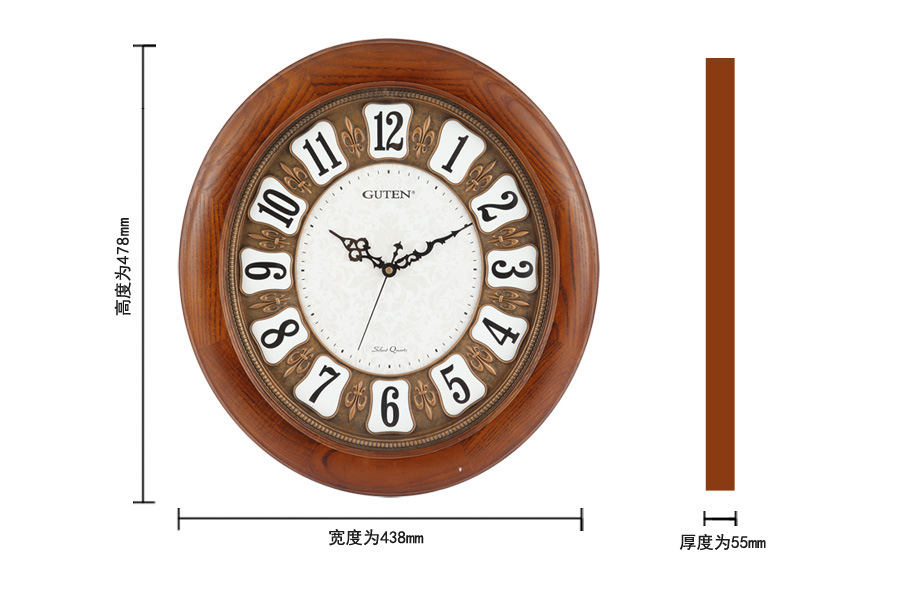 GD920-1 antique live wave font oval wood wall clock1