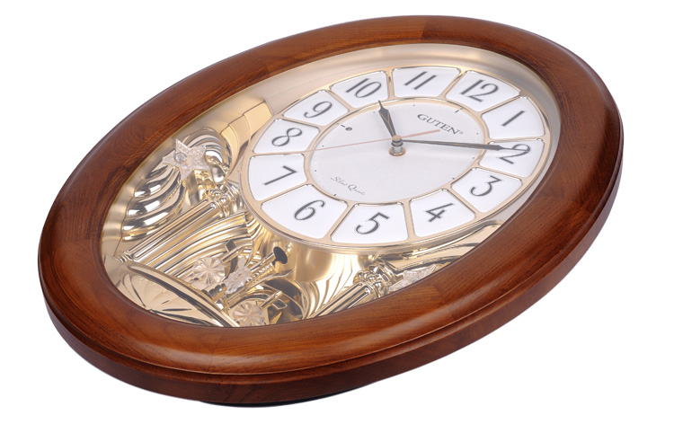 GD506-1 senior wood auspicious music swing clock time on time4