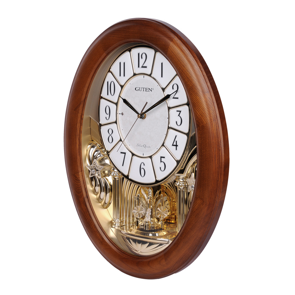 GD506-1 senior wood auspicious music swing clock time on time3
