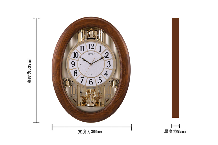 GD507-1 Tivoli wood pendulum clock chime music on top1