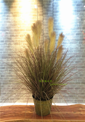 Simple pastoral reed iron pot simulation plant home decoration1