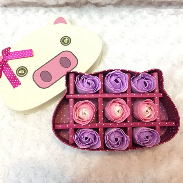 The new cute pig 9 chocolate packaging box gift box Kawasaki rose flower soap box special offer wholesale1