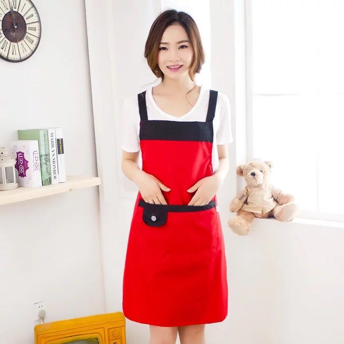 Pure color waterproof apron with a sleeveless apron4