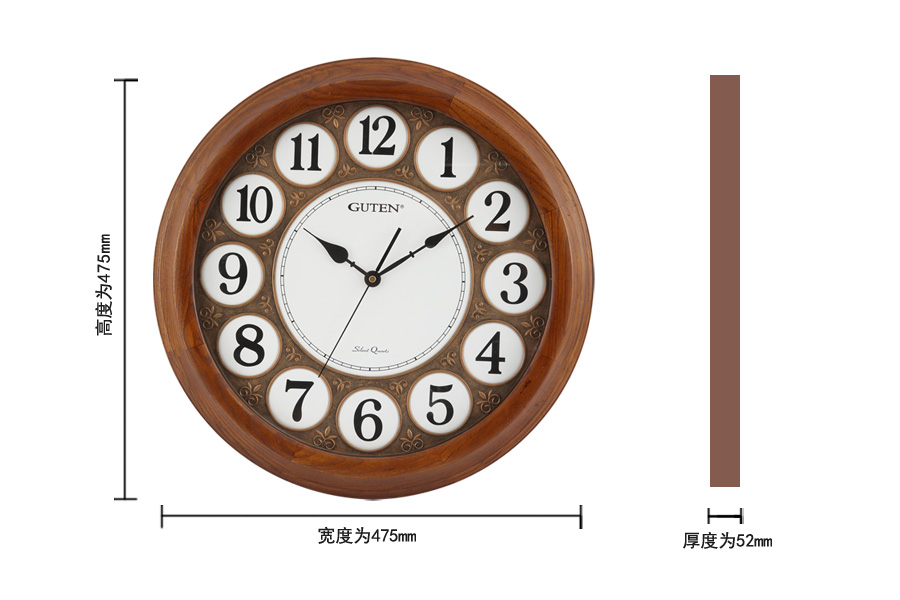GD919-1 antique live wave font wood wall clock1
