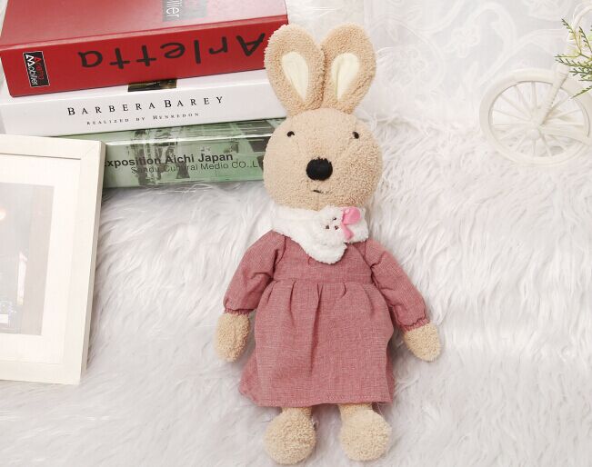 Sugar Rabbit plush toy baby doll Cloth Doll Pink Scarf3