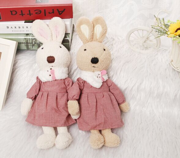 Sugar Rabbit plush toy baby doll Cloth Doll Pink Scarf1