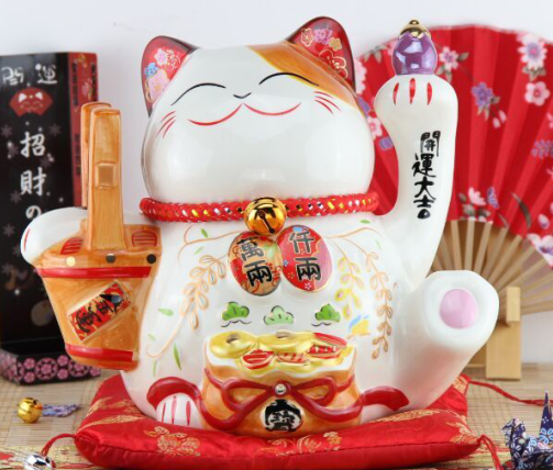 Chinese ceramic lucky 10 inch pot of gold Lucky Cat other ornaments decoration feng shui ornaments Home Furnishing animal ornaments1