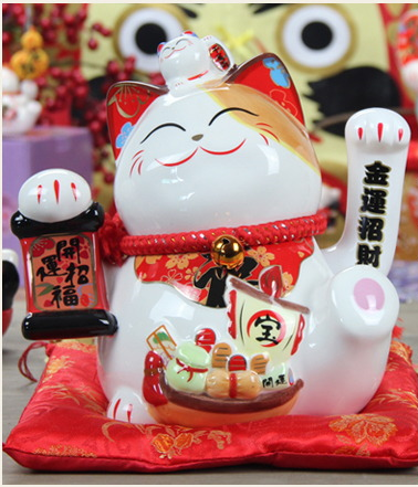 Chinese ceramic lucky lucky 8 inch Zhaofu beckoning cat other animal ornaments decoration decoration decoration Feng Shui Home Furnishing1