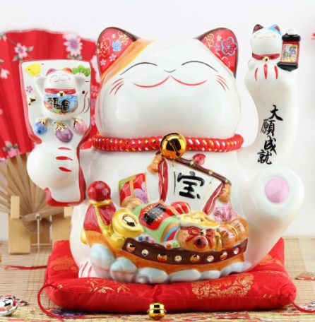 Chinese ceramic lucky 10 inch large treasure ship may achievement Lucky Cat other decoration decoration decoration Feng Shui Home Furnishing animal ornaments1