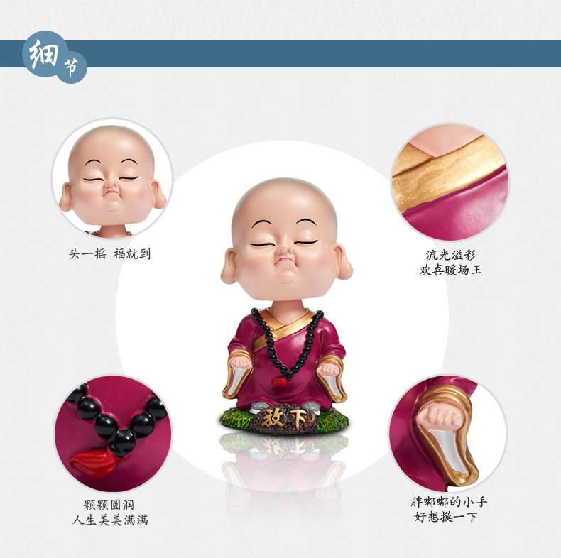 Creative office desktop resin crafts decoration decor decoration cabinet monk shook his head5