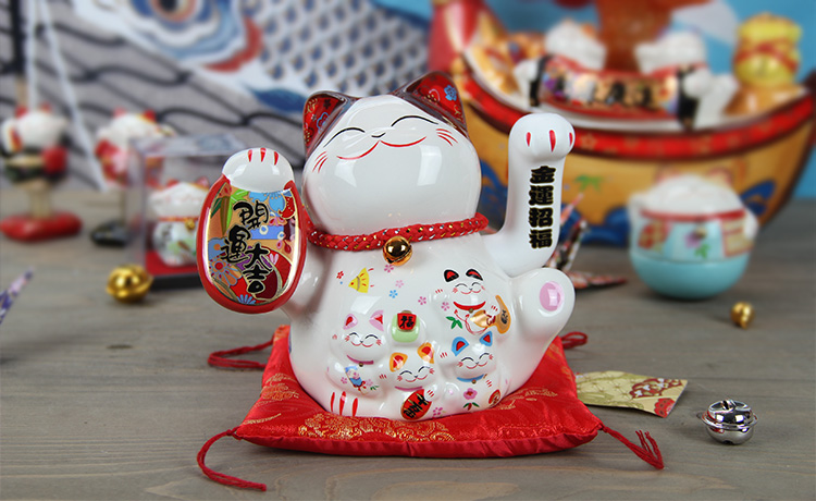 Lucky draw Japanese ceramic 5 inch waving cat Home Furnishing other ornaments decoration feng shui ornaments style contact the merchant3