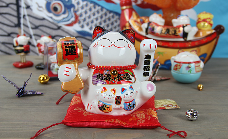 Lucky draw Japanese ceramic 5 inch waving cat Home Furnishing other ornaments decoration feng shui ornaments style contact the merchant1