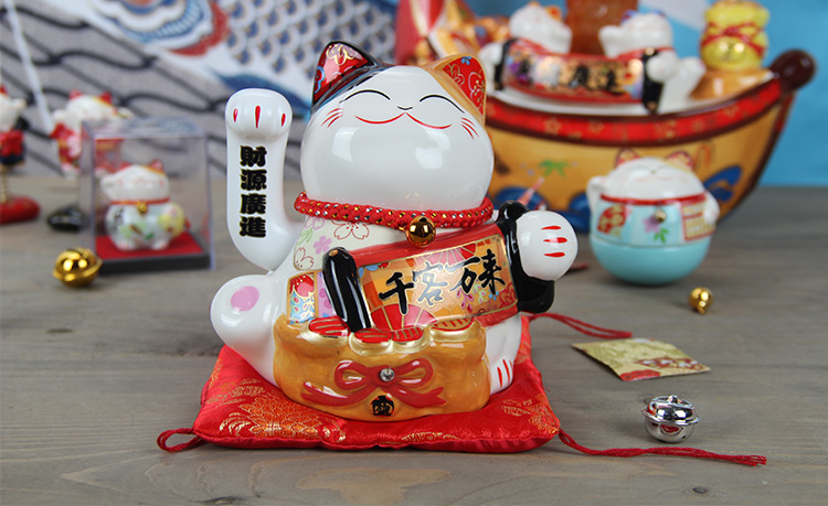 Lucky draw Japanese ceramic 5 inch waving cat Home Furnishing other ornaments decoration feng shui ornaments style contact the merchant2