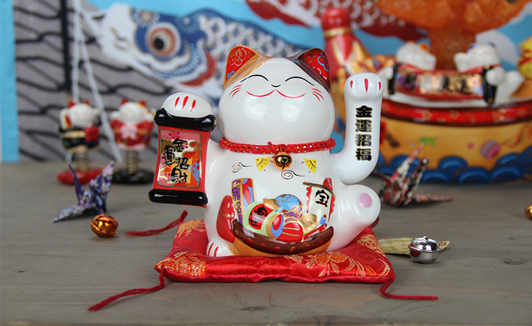 Lucky draw Japanese ceramic 5 inch waving cat Home Furnishing other ornaments decoration feng shui ornaments style contact the merchant4