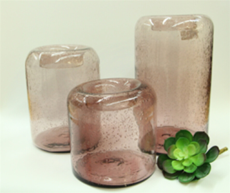 Simple and stylish European bubble purple glass transparent vase 15*15*15cm modern Home Furnishing flower 15HM20111