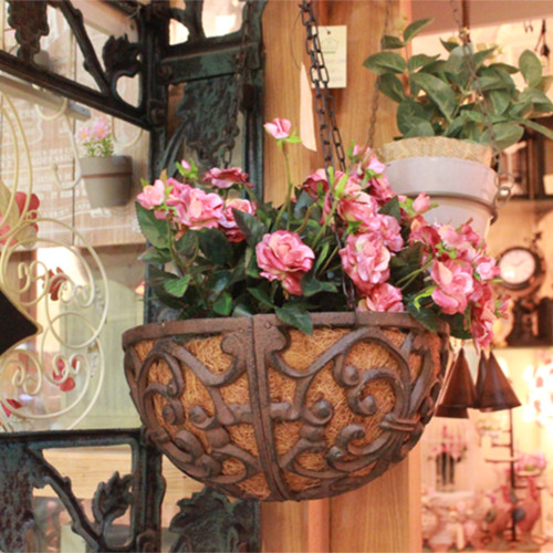 European pastoral style cast iron flower hanging basket restaurant decoration1