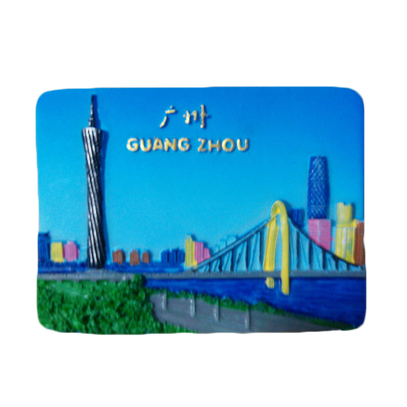Creative home ornament Guangzhou tourist commemorative resin embossing small refrigerator attached to magnetic paste gift1