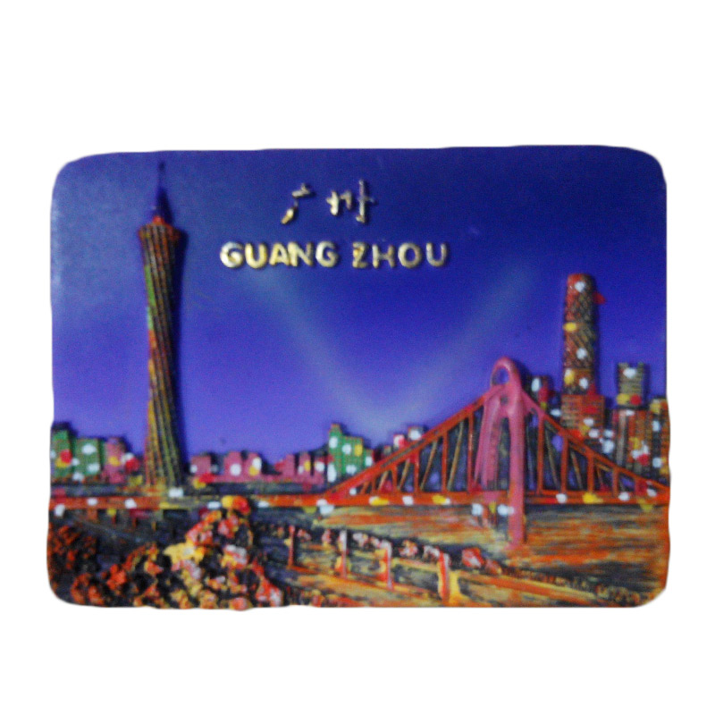 Creative home ornament Guangzhou tourist commemorative resin embossing small refrigerator attached to magnetic paste gift2