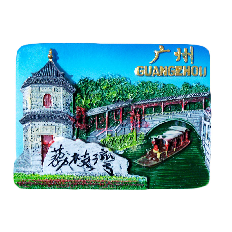 Creative home ornaments Guangzhou tourism commemorative resin embossing small refrigerator attached to the magnetic paste gift, the following note style2