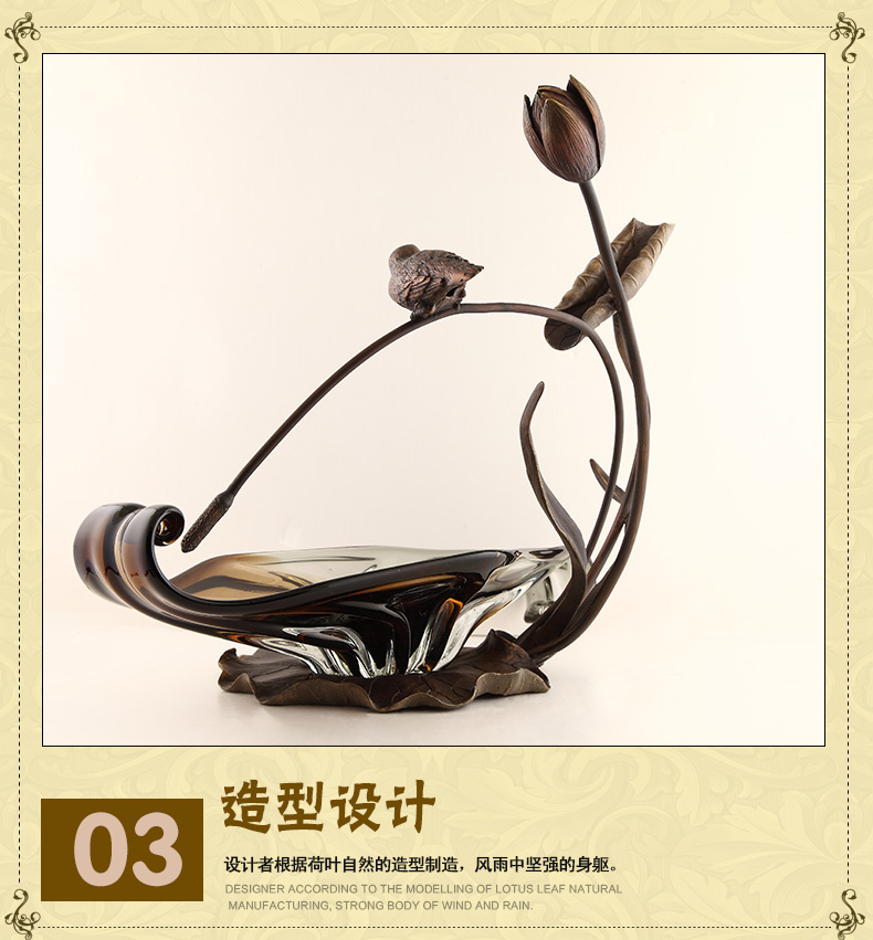 The new classical Home Furnishing Xinrong creative decorative elegant lotus fruit compote copper crystal glass handicraft12