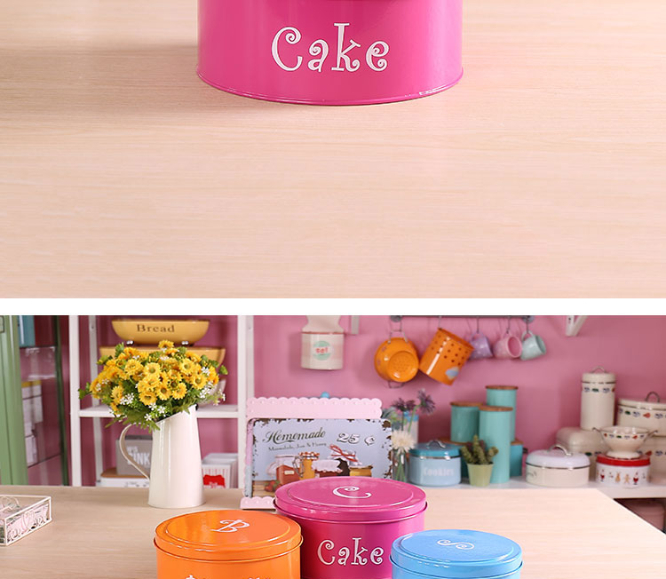 Carrier English iron round cake tin, cupping, cookie, candy box, three storage tank2