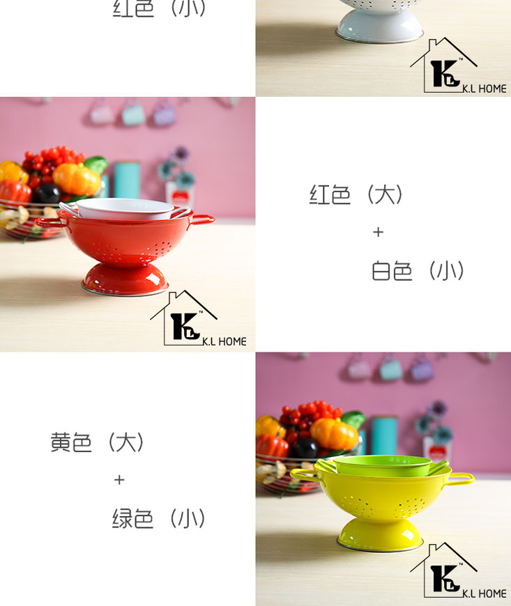 Carrier candy colored fruit bowl bowl of fruit and vegetable and egg drain drain basket basket kitchen small storage basket set5