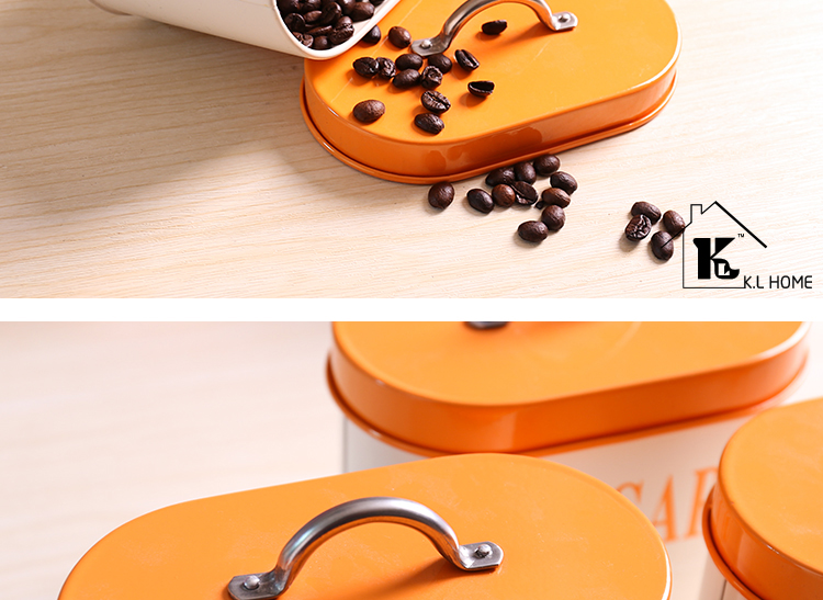 Carrier oval orange, thick, high quality, high quality iron leather, box, cracker, biscuit, candy can and five pieces of tea canister6