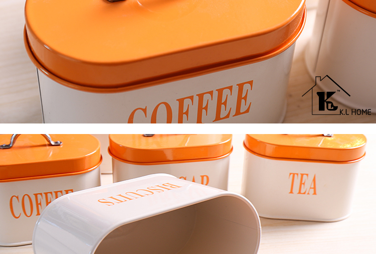 Carrier oval orange, thick, high quality, high quality iron leather, box, cracker, biscuit, candy can and five pieces of tea canister7