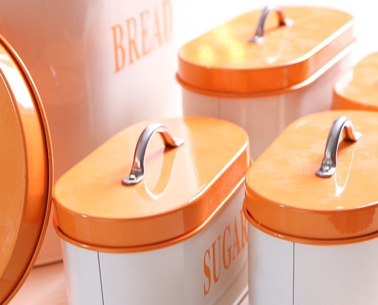 Carrier oval orange, thick, high quality, high quality iron leather, box, cracker, biscuit, candy can and five pieces of tea canister9
