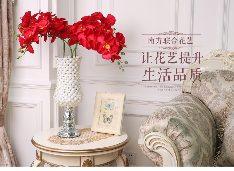 The new 8 Phalaenopsis of Chinese pastoral wind simulation flower plastic foam flower art simulation flower living room table overall flower home decoration words nf10161