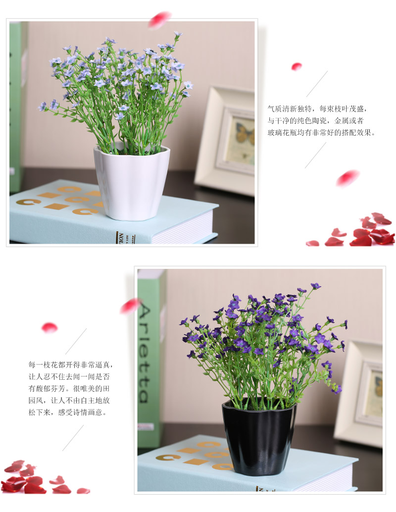 Chinese garden wind Lavender potted plastic foam fabric floral simulation flower living room table overall flower home decoration potted plant nf06034