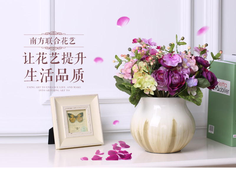 Chinese Mini Tea Flower combination simulation flower plastic foam fabric floral simulation flower living room table whole flower home decoration flower bouquet nf04681