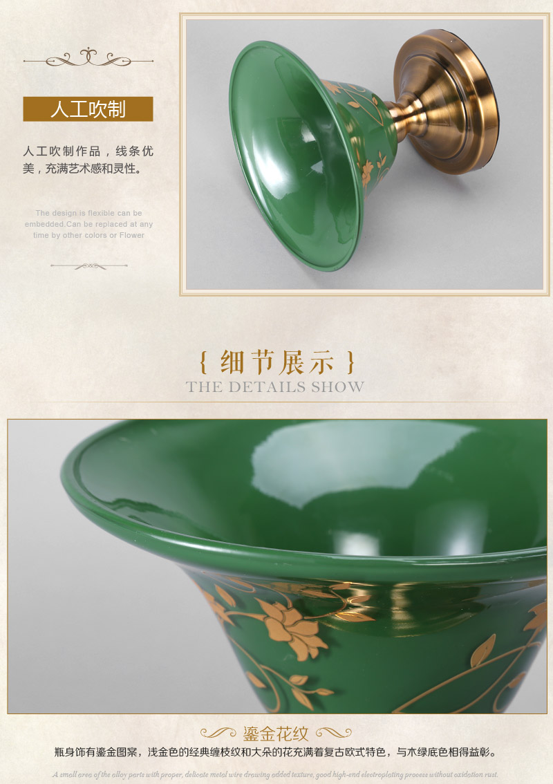 Chinese high-grade dark green golden glass decoration living room decoration K15-05033 Basin5