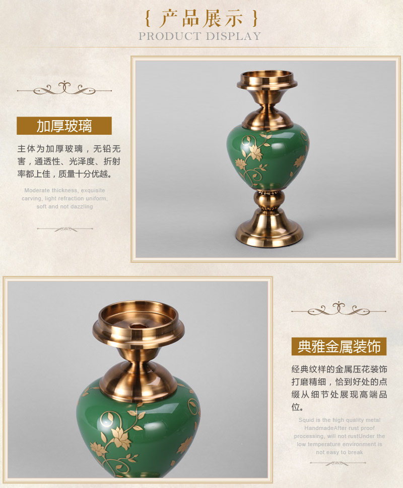 Chinese Retro Green Wood Carved golden Candlestick ornaments decoration K15-05032B Home Furnishing trumpet4