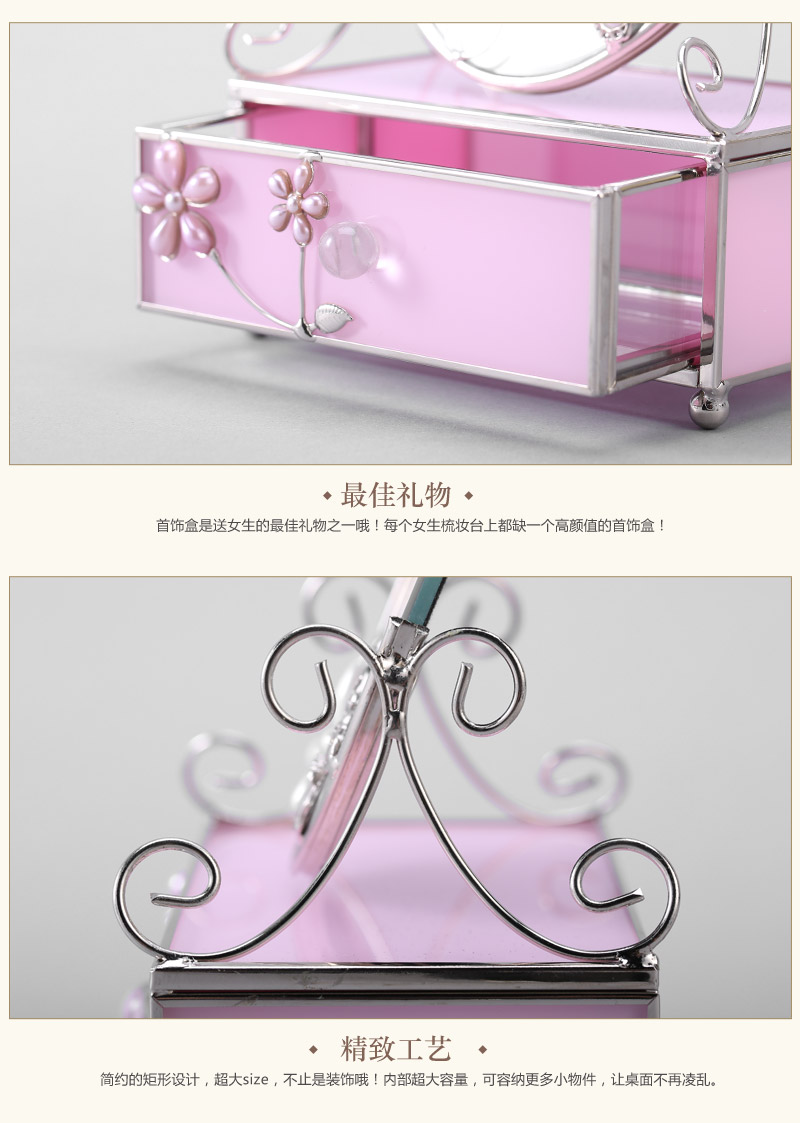 High fashion stereo pink butterfly decorative mirror pink jewelry box mirror decoration decoration Home Furnishing one practical case P30-36