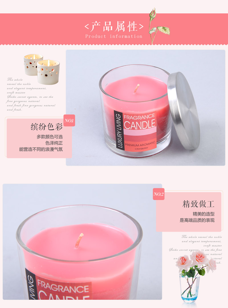 098 series of small cup with cover candle candle export smokeless fragrance transparent glass candle birthday candle4