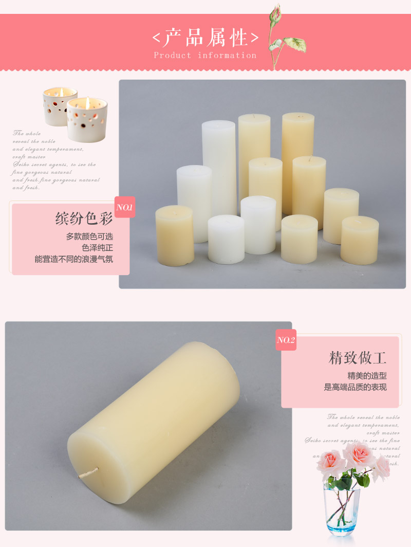 Diameter 7.5CM flat top four pieces of smokeless unleaded unleaded Wedding Candle column wax marriage candle candle candle candle candles can be customized by candles ZL23