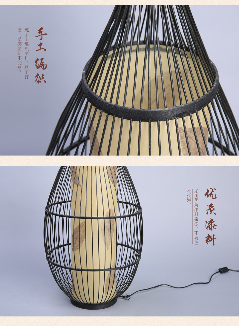 Chinese retro palace bamboo lamp color / dark coffee drop shape hollow bamboo decorative lamp flamp-09035 lamps creative6