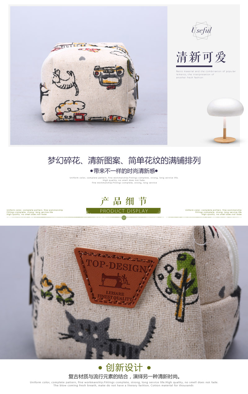 Simple medium change package cotton material portable hand carry purse bag OO314