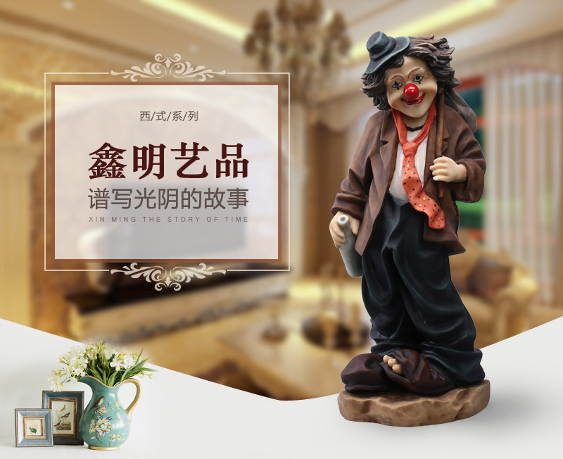 Simple creative bottles clown resin process can be washed colourfast decoration living room Zhaocai office decoration 2073 bar1